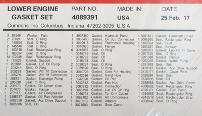 4376512 Комплект прокладок нижней части двигателя для Cummins KTA19